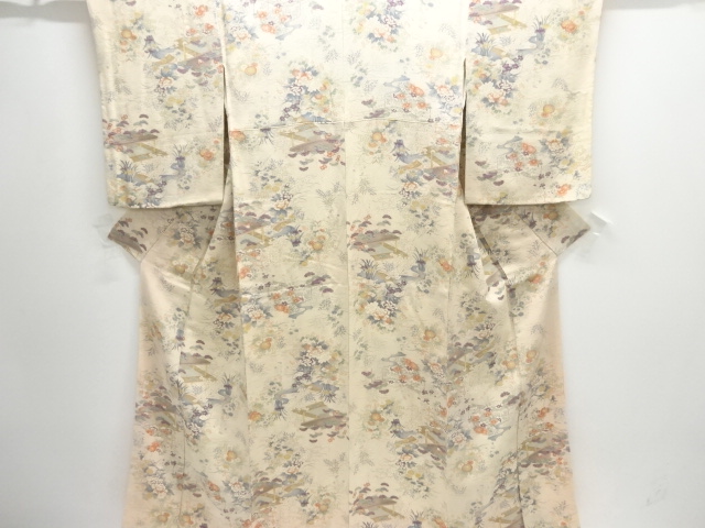 JAPANESE KIMONO / KOMON / CHIRIMEN / FLORAL PLANTS